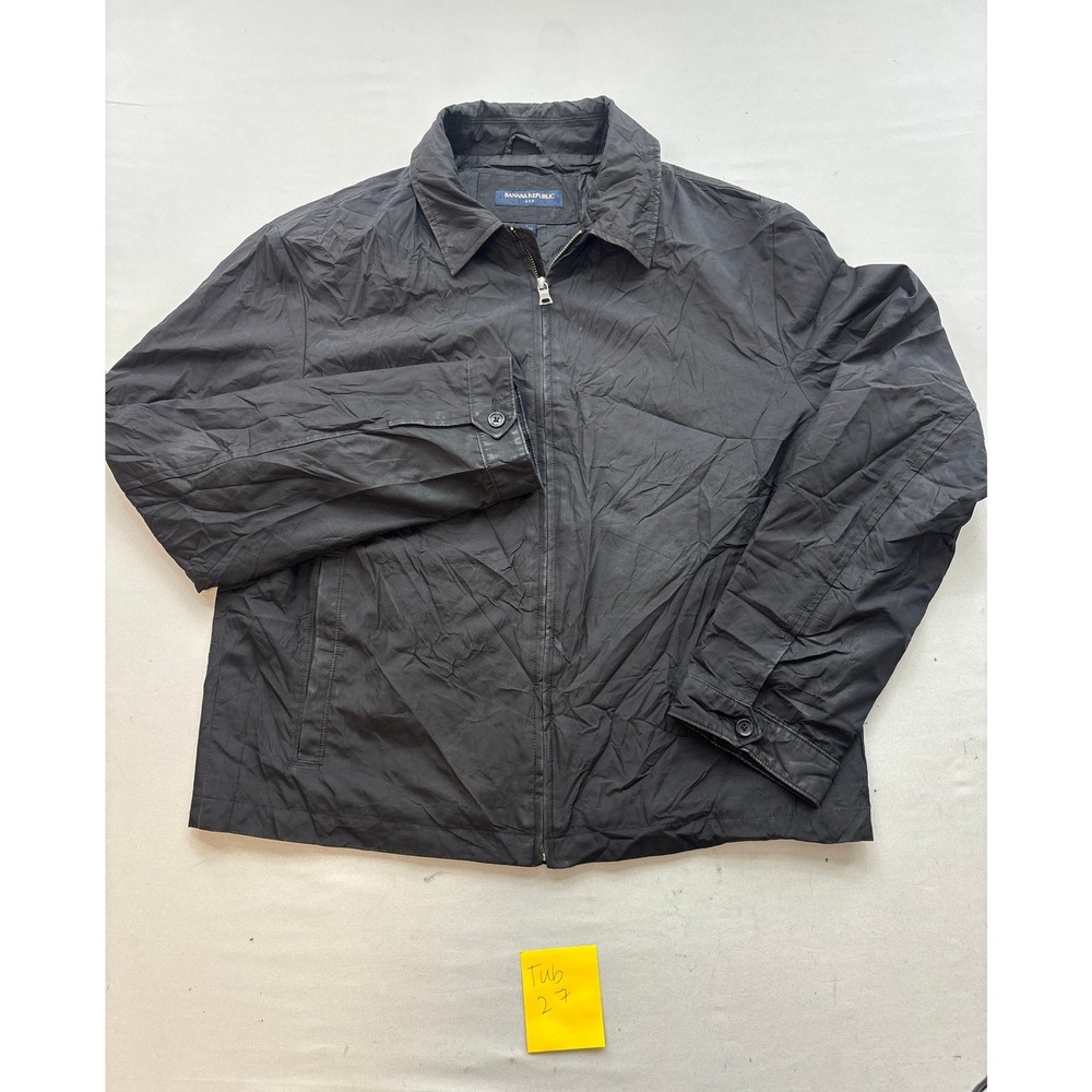 Banana Republic Mens Black Full Zip Lightweight Jacket Large Collared Outerwear